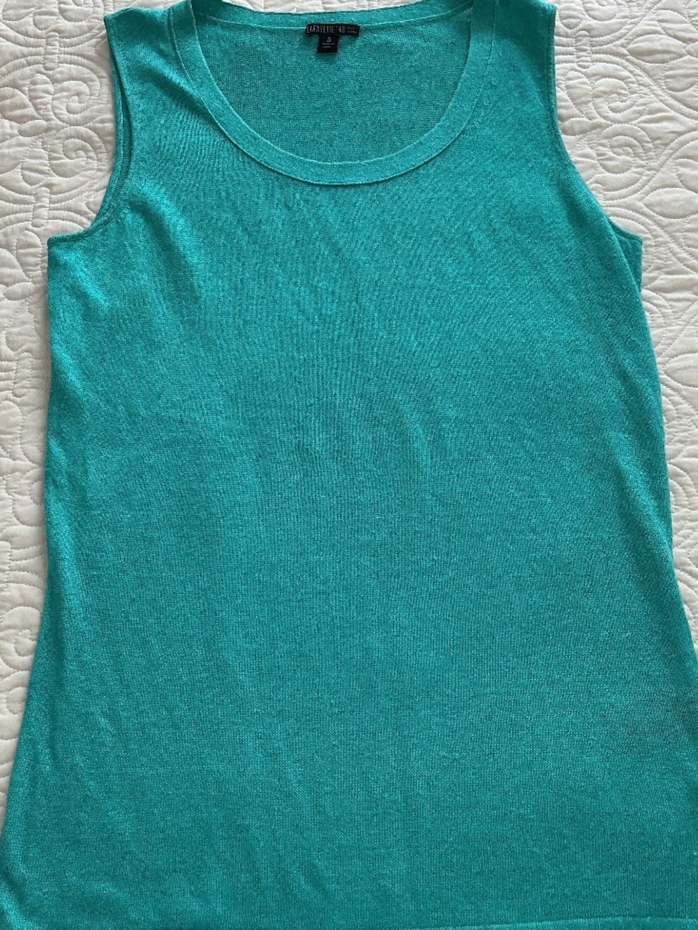 LAFAYETTE 148 New York Linen Teal Stretch Knit Scoop Neck Tank Size Small